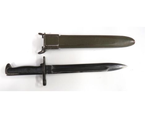 American M1 1943 Garand Bayonet9 3/4 inch, single edged blade with fuller.   Forte marked "U.F.H." and US with flaming grenad