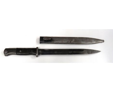 WW2 German K98 Mauser Rifle Bayonet   9 3/4 inch, single edged blade with fuller.  &nbsp;Forte marked "E.V.F. Horster".  &nbs