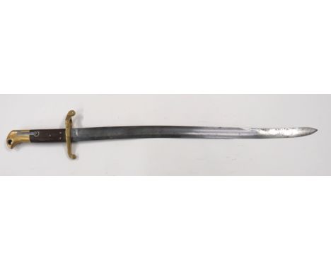 Norway M1860 Breech Loading Rifle Bayonet22 1/2 inch, single edged, yataghan blade.   Wide fuller.   Brass muzzle ring, cross