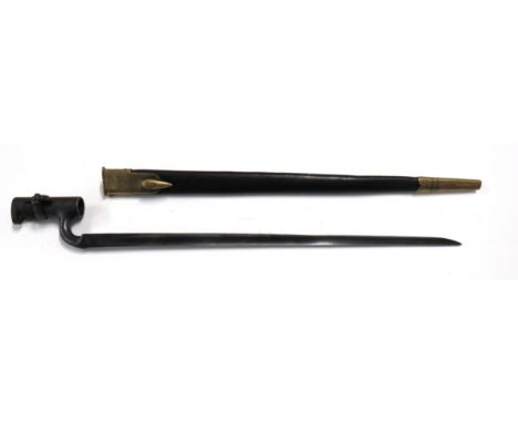 British P1853 Socket Bayonet17 1/4 inch, triangular form, hollow ground blade.   Forte with faint maker and Ordnance stamps. 