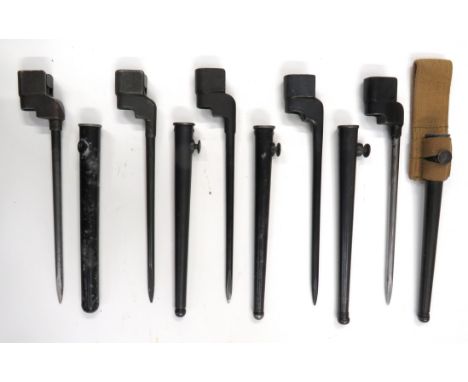 Five Various Spike Bayonetsconsisting 3 x No 4 MK 2 spike bayonets complete in their blackened steel scabbards ... No 4 MK 2*