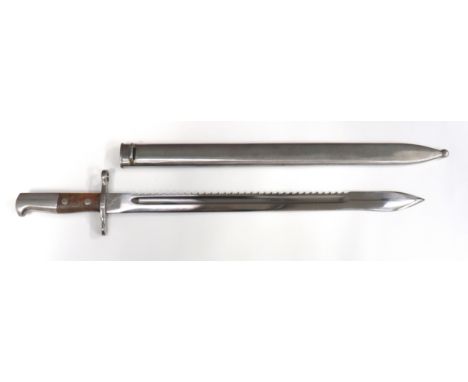 Swiss M1914 Schmidt Rubin Sawback Bayonet19 inch, single edged, spear point blade.   Rear sawback spine.   Fuller to one blad