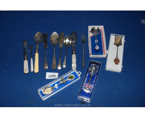 A quantity of souvenir and Epns Cutlery including some with mother of pearl handles and lovely small Fork with mother of pear