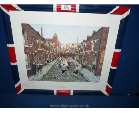 A Tom Dodson 'Coronation Day' Print with blind stamp.