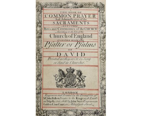 ° ° Sturt, John (1668-1730) - The Book of Common Prayer and Administration of the Sacraments, 21 pages of preliminaries inclu