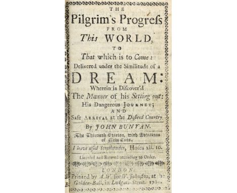 ° ° Bunyan, John - The Pilgrim's Progess from This World, to That which is to Come ... 3 Parts (&amp; Life). 30th edition, wi