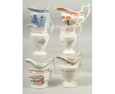 SIX 19TH CENTURY  ENGLISH CREAM BOATS including New Hall and Wolfe Mason.