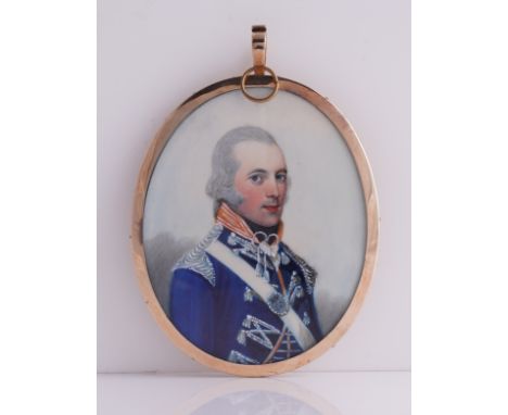 FREDERICK BUCK (IRISH, 1771-1840)Portrait miniature of a military man in blue uniformon ivory (ref PS6E12J1)oval, 65mm highin