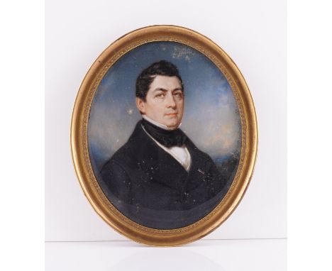 JOHAN CONRAD HAMBURGER (GERMAN, 1809-1871)Portrait miniature of a gentleman wearing a black coatsigned and dated 'J Hamburger