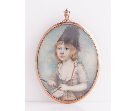 ATTRIBUTED TO ANDREW PLIMER (BRITISH, 1763-1837)Portrait miniature of a child playing the drumson ivory (ref BEEY5ZCP)oval, 8