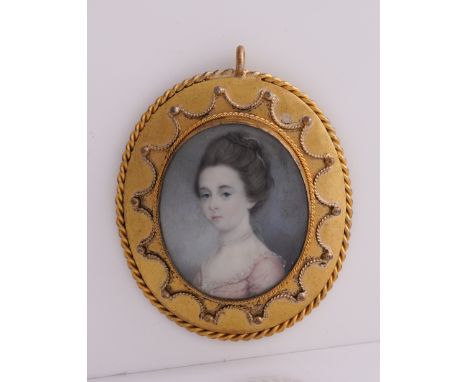 LUKE SULLIVAN (IRISH, 1705-1771)Portrait miniature of a young lady in a pink dresssigned with initialson ivory (ref 5L9EVN1X)