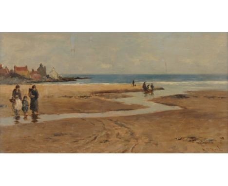 ARCHIBALD DAVID REID (SCOTTISH, 1844-1908)Children on the beachsigned 'A.D. Reid' (lower right)oil on panel21 x 38.5cmProvena