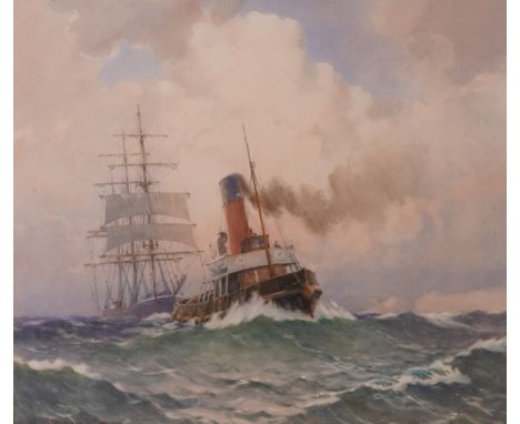 SAMUEL JOHN MILTON BROWN (BRITISH, 1873-1965)Coming Home, a tug and a three masted shipsigned 'Sam J. M. Brown' (lower left)w