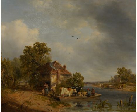 RICHARD H. HILDER (BRITISH, 1813-1852)The village ferry with figures and livestocksigned and dated ‘R Hilder 1837’ (lower lef
