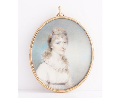 ARCHIBALD SKIRVING (BRITISH, 1749-1819)Portrait miniature of a lady in a white dresson ivory (ref 5GR4NJ2S)oval, 78mm highin 