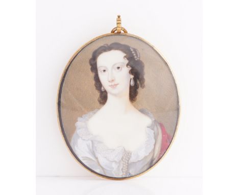 ANDREW BENJAMIN LENS (BRITISH FL. 1713-1779)Portrait miniature of Sophia Carteret, nee Fermor, Countess of Granville, wearing