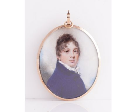 WILLIAM WOOD (BRITISH, 1769-1810)Portrait miniature of Philip Button Esq. of Gifford, Near Grays, Essex, in a blue coatinscri