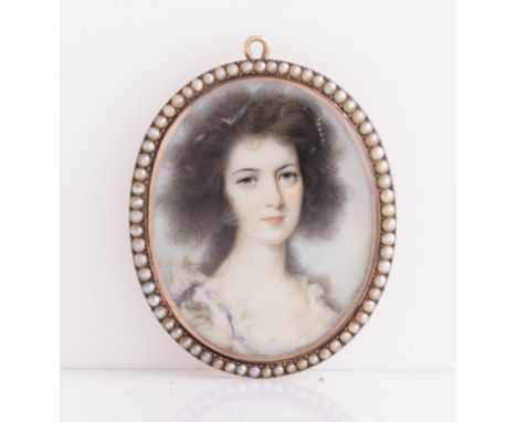 JOHN DONALDSON (BRITISH, 1737-1801)Portrait miniature of Mrs Anne Deane, in a white dressinscribed ‘Capt. 24th Lt Dragoons. D