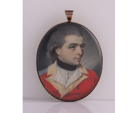 ATTRIBUTED TO CHARLES ROBERTSON (IRISH, CIRCA 1760-1821)Portrait miniature of a military man in a red uniform with a black co