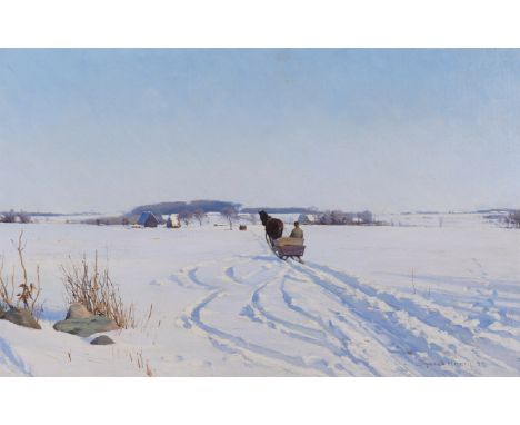 SIGVARD MARIUS HANSEN (DANISH, 1859-1938)Sledding on a Winter Afternoonsigned and dated 'Sigvard Hansen 1889' (lower right)oi