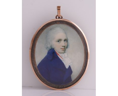 CHARLES ROBERTSON (IRISH, CIRCA 1760-1821)Portrait miniature of a gentleman in a blue coat with a white cravaton ivory (ref 7