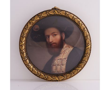 HENRY BONE (BRITISH, 1755-1834) AFTER CORREGGIOPortrait miniature of Caesar Borgia, Duke of Valentinois (1475-1507), in robes