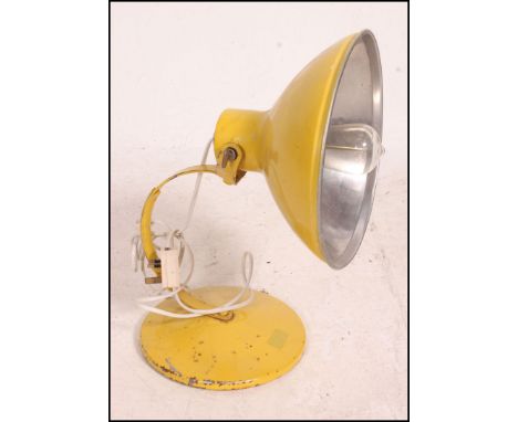 A vintage  retro mid century original ' Radiaray ' heat lamp - aluminium construction, in yellow. 35cms high 