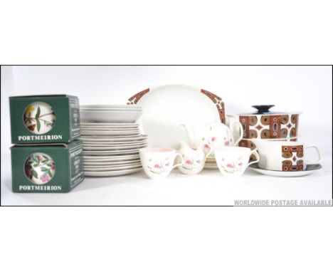 A vintage JG Meakin studio tea / dinner service together with a collection of Portmeirion botanic garden ( all as illustrated