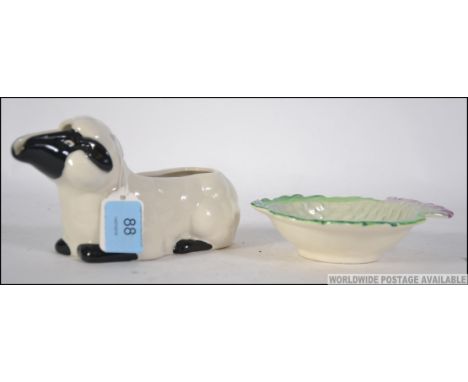 A Carlton Ware gravy boat in the form of a sheep together with a Carltonware dish ( Australian Design) in the form of a thist