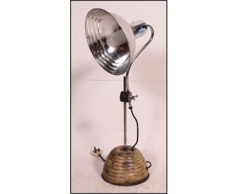 A stunning 20th century anglepoise Industrial desk lamp with pendant polished metal shade over beehive style metal plinth bas
