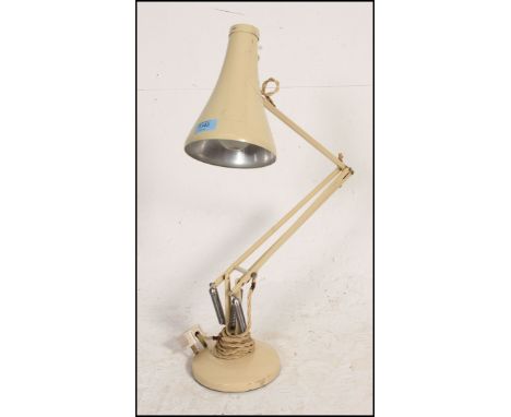 A vintage mid century anglepoise Herbert Terry anglepoise lamp with good pendant shade and terraced base in beige original pa
