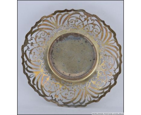 An Edwardian Art Nouveau silver hallmarked bon bon dish with fret pierced borders by William Hutton & Sons Ltd , Sheffield 19