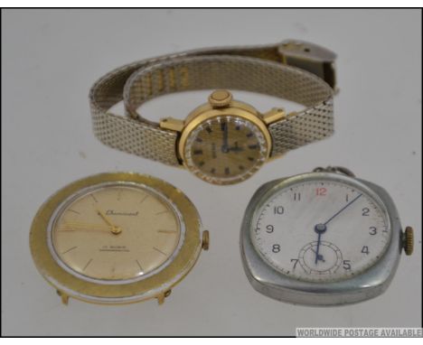 A silver fob watch possibly ex-services together with a vintage Le Cheminant fob watch with 17 jewel movement and a ladies Se