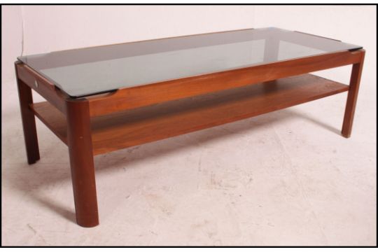 A Vintage Mid Century Teak Coffee Table With Smoked Glass Top And Under Shelf Meyer Measure - Meyer Coffee Table A Vintage Mid Century Teak Coffee Table With Smoked Glass Top And Under Shelf Meyer Measure - Meyer Coffee Table