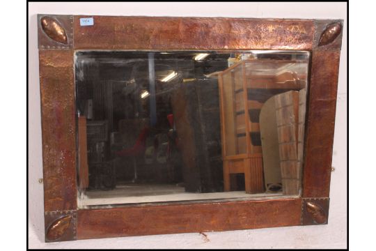 A Good Arts Crafts Copper Overmantel Mirror Having Hammered Arts Crafts Copper Overmantel Mirror
