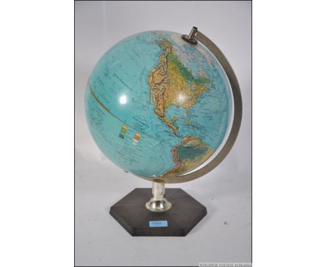 A vintage 20th century large desk top globe by Scan-Globe raised on a plinth base. 40cm high