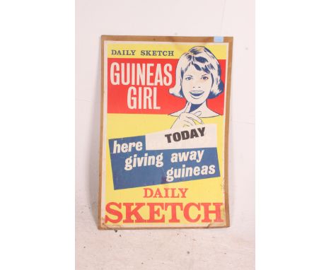 An original vintage 1960's newspaper Daily Sketch event advertising poster for 'Guinea's Girl ' ( Giving out free guinea's!).