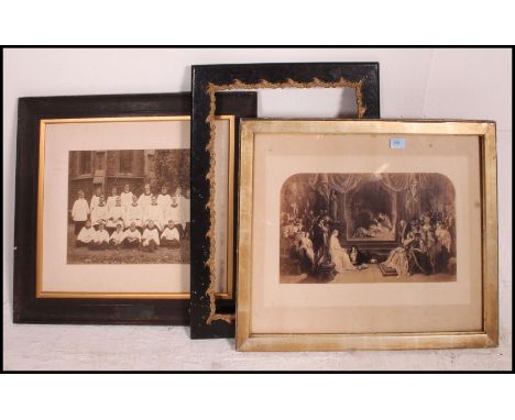 A 19th century framed and glazed lithograph along with a framed and glazed photograph of a church choir and vicars