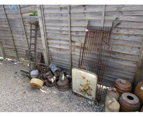 Large collection of metalware to include bevelled mirror fire screen