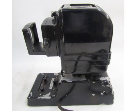 WWII era military GB model 38 35mm slide projector, with a Dallmeyer projection f/3.5 military lens, housed in a painted wood