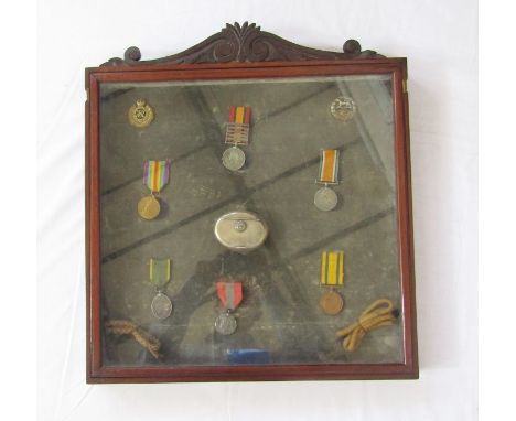 Boer War/WWI medal group within mahogany case, Queens South Africa Medal with South Africa 1901-1902, Transvaal, Orange Free 