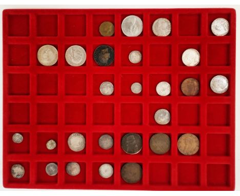 An interesting tray of coins from Celtic to Elizabeth II, highlights include 4 x John/Henry pennies, William III sixpence 169