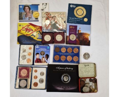 Group of various coins (15) including a tin box of various world coins, some silver, 2x 1951 crowns, boxes poor, 1 with a cer