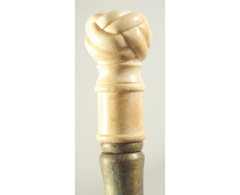 A WALKING STICK with carved bone handle, 'KNOT'.