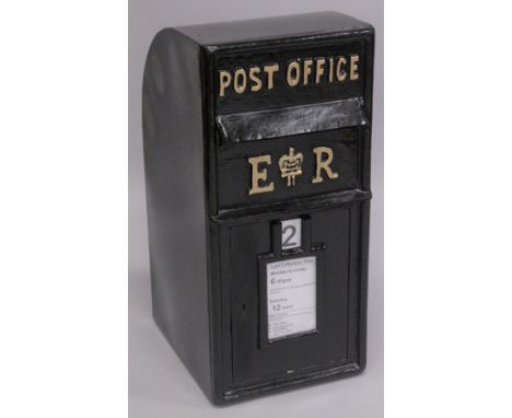 A BLACK PAINTED E. R. IRON, REPRODUCTION POST BOX. 24ins high.
