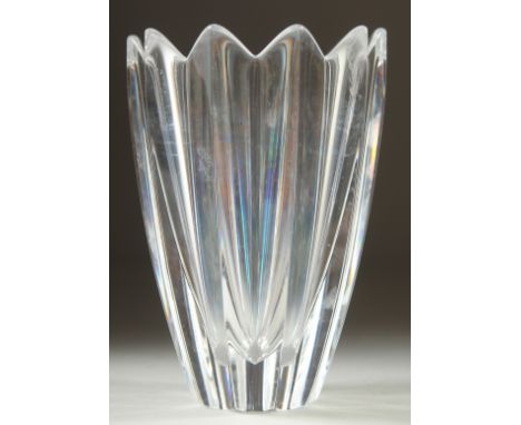 AN ORREFORS GLASS VASE. Signed.  5.5ins high.