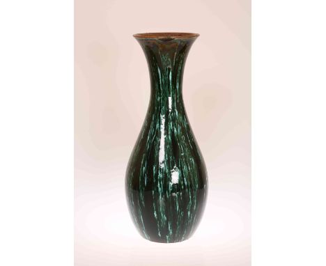 LINTHORPE POTTERY, NO. 366A LARGE VASE, with streaky green glaze, impressed Henry Tooth monogram and factory marks. 49cm