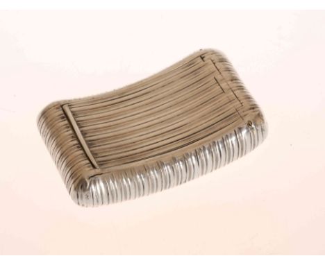 A GEORGE III SILVER SNUFF BOX, John Shaw, Birmingham 1809, shaped for the pocket and reeded, the inside of the cover engraved