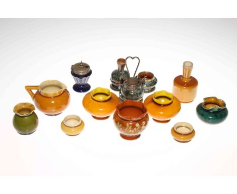 A GROUP OF LINTHORPE POTTERY, including condiments, small vases and jugs. (11) (a/f)