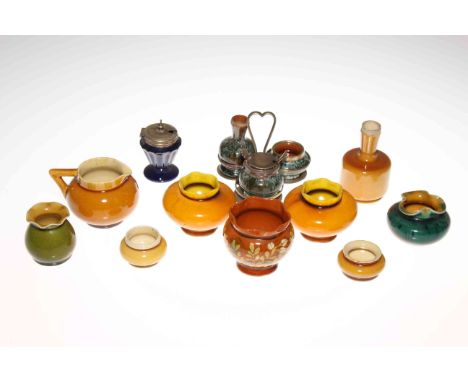 A GROUP OF LINTHORPE POTTERY, including condiments, small vases and jugs. (11) (a/f)